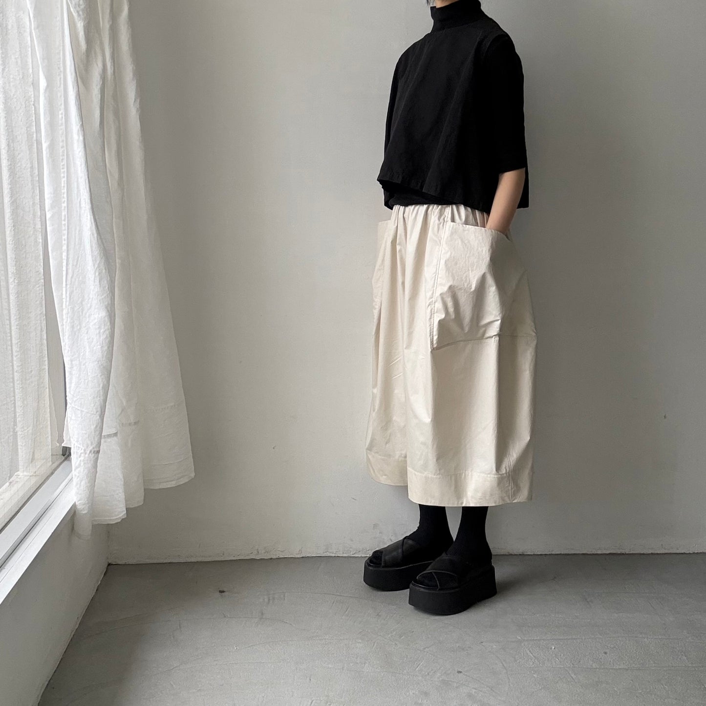 TENNE HANDCRAFTED MODERN ビッグポケットキュロット　ベージュ