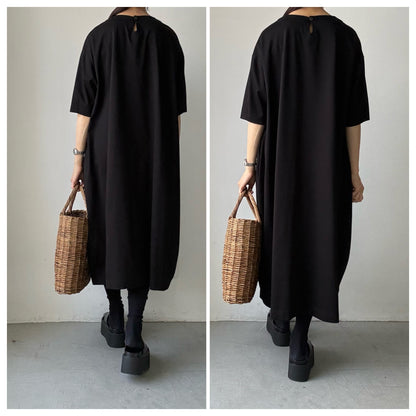 atelier naruse  コットンカットソーコクーンワンピース　ブラック