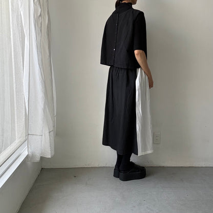 R&D.M.Co  コットンリネンシルクワッシャーサロンエプロン　ホワイト