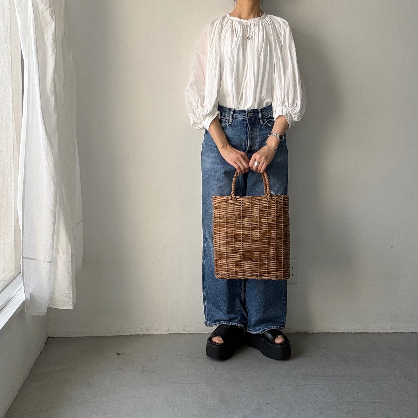 R&D.M.Co ガーメントダイカディギャザースモック　ホワイト