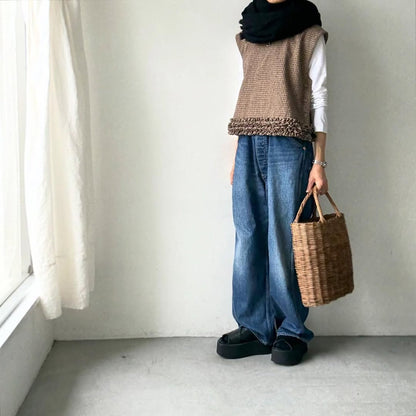 R&D.M.Co  フリルデコレーションボタンビブ　チェック