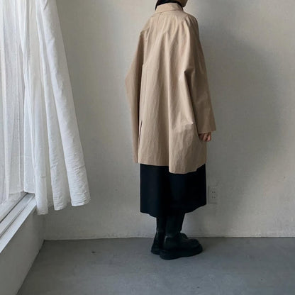 atelier naruse コットンナイロンタフタフーデットコート　ベージュ