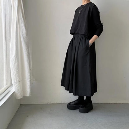 Linenya  コットンタックスカート　ブラック