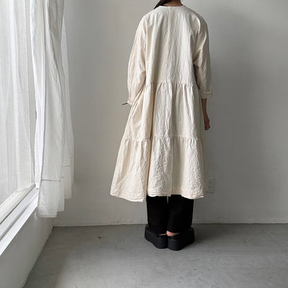 jujudhau デッドストックコットンティアードドレス　ナチュラル(ネップ)