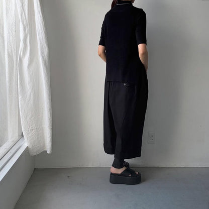 ゴーシュ  コットンポプリンワイドパンツ　ブラック