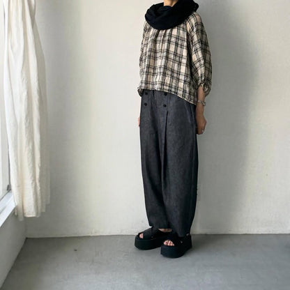 MAGALI コットンリネンデニムマリンパンツ