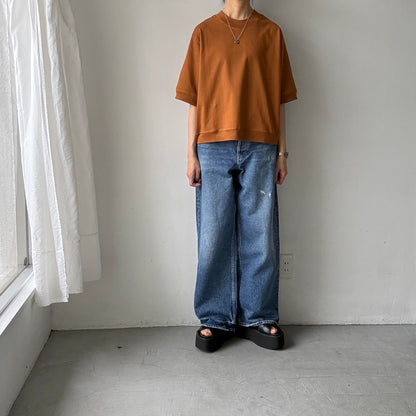 atelier d'antan  Bordet コットンジャージー５分袖プルオーバー　コニャック