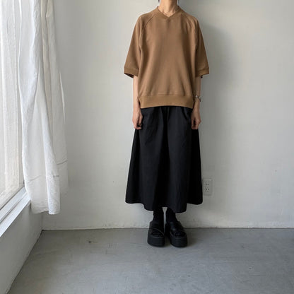 atelier naruse  コットン半袖スウェットシャツ　キャメル