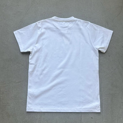OLDMANS TAILOR OMTフロッキープリントロゴ半袖Tシャツ　ホワイト×ブラック