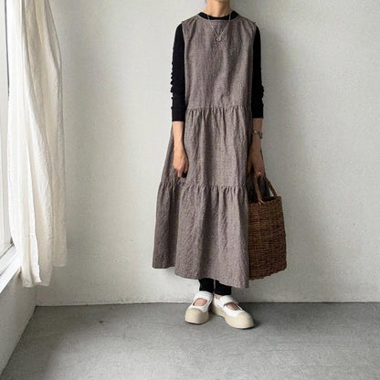 Linenya  ティアードワンピース　チェック