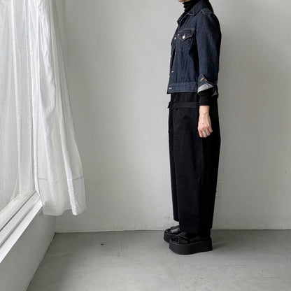 MAGALI コットンコーデュロイフラップポケットパンツ　ブラック