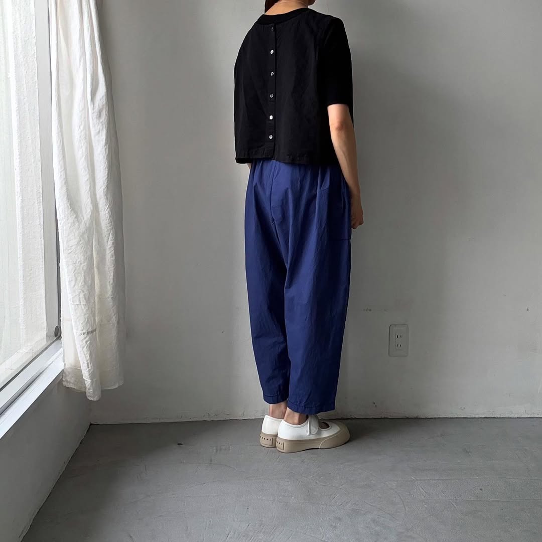 homspun パルキーシーチングコットンギャザーパンツ　ブルー