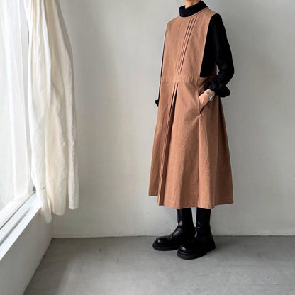 atelier d'antan kobell コットンエプロンドレス　カーキ