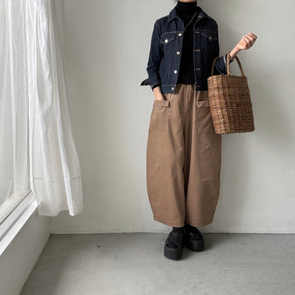 MAGALI コットンコーデュロイフラップポケットパンツ　ベージュ