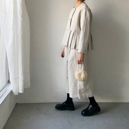 MAGALI ハイカウントコットンリネンコクーンパンツ　オートミール