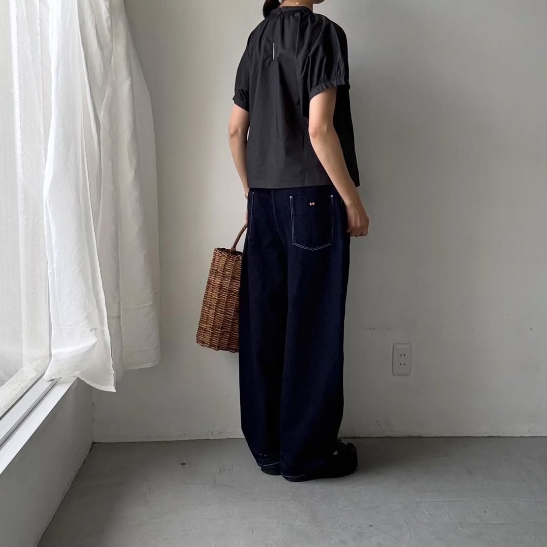 🟡週末入荷分予約受付中🟡cion  コットンシャーリングブラウス　　　ブラック