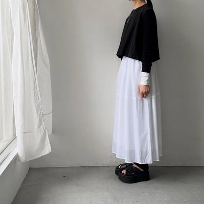 ゴーシュ  ラミーコットンローンギャザー切替スカート　ホワイト