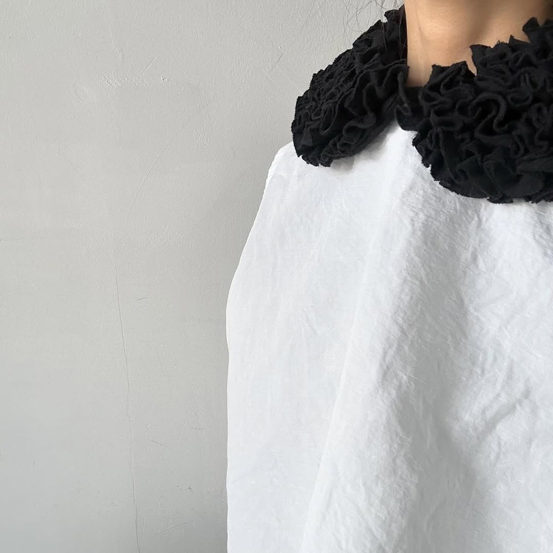 R&D.M.Co  コットンウールフリルカラー　ブラック