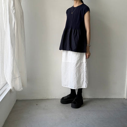 homspun  ワッフルノースリーブプルオーバー　ネイビー×ネイビー