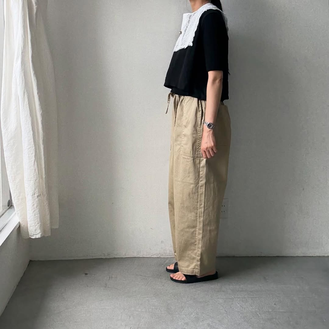 homspun 高密度ウエポンギャザーパンツ　ベージュ
