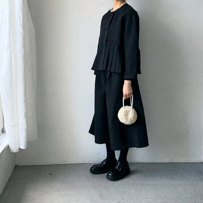 MAGALI ハイカウントコットンリネンコクーンパンツ　ブラック