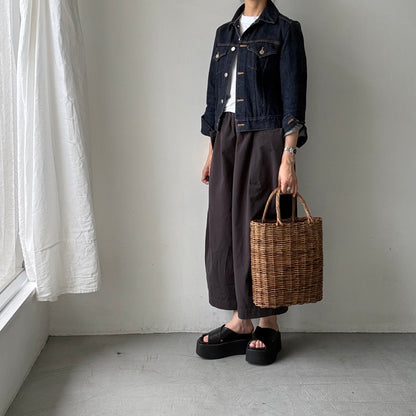 atelier d'antan Perriereコットンワイドパンツ　ダークグレーsize 1