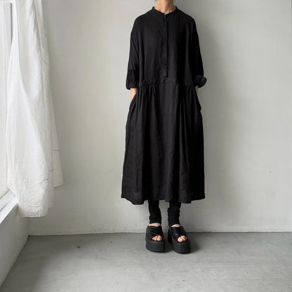 atelier naruse  リネンシャツワンピース　ブラック