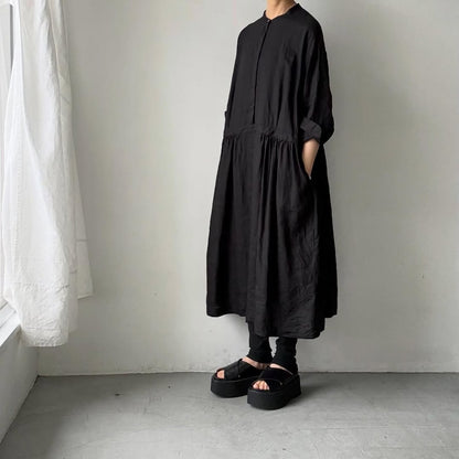 atelier naruse  リネンシャツワンピース　ブラック