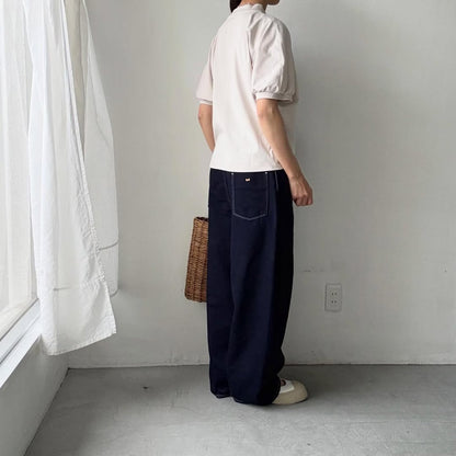 MAGALI コットン天竺ギャザースリーブカットソー　オートミール