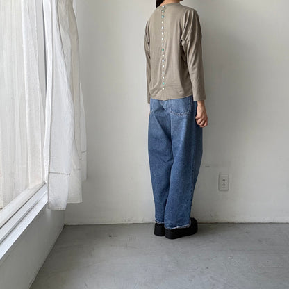 R&D.M.Co  ドロップキャンディボタンロングスリーブTシャツ　カーキ