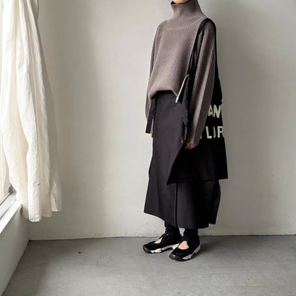 homspun メリノウールワッフル編みプルオーバー　グレー