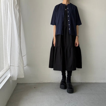 homspun 天竺5分袖カーディガン　ネイビー