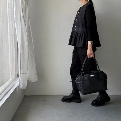 MAGALI   コットンリネンピンチェックペザントジレ