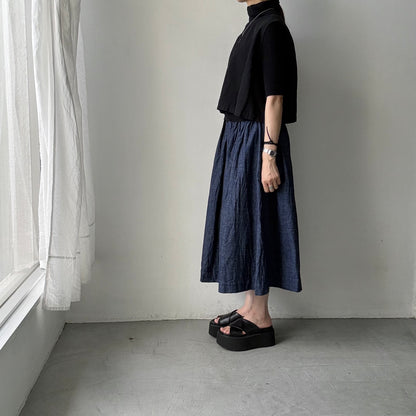 jujudhau デッドストックデニムギャザースカート