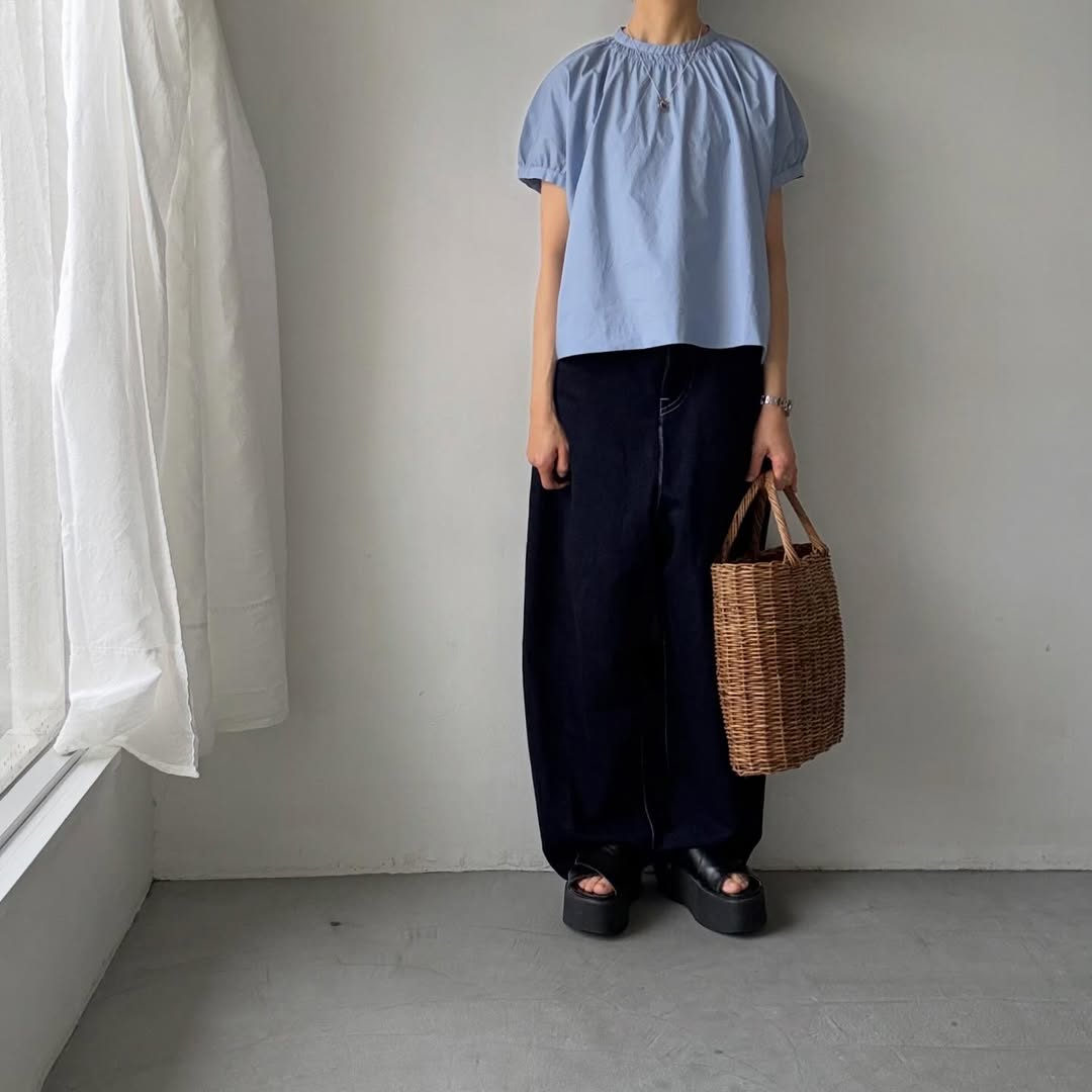 🟡週末入荷分予約受付中🟡cion  コットンシャーリングブラウス　サックスブルー