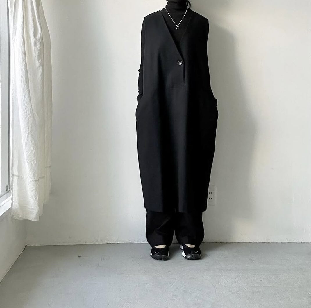 atelier naruse コットンウールヘリンボンジャンパースカート