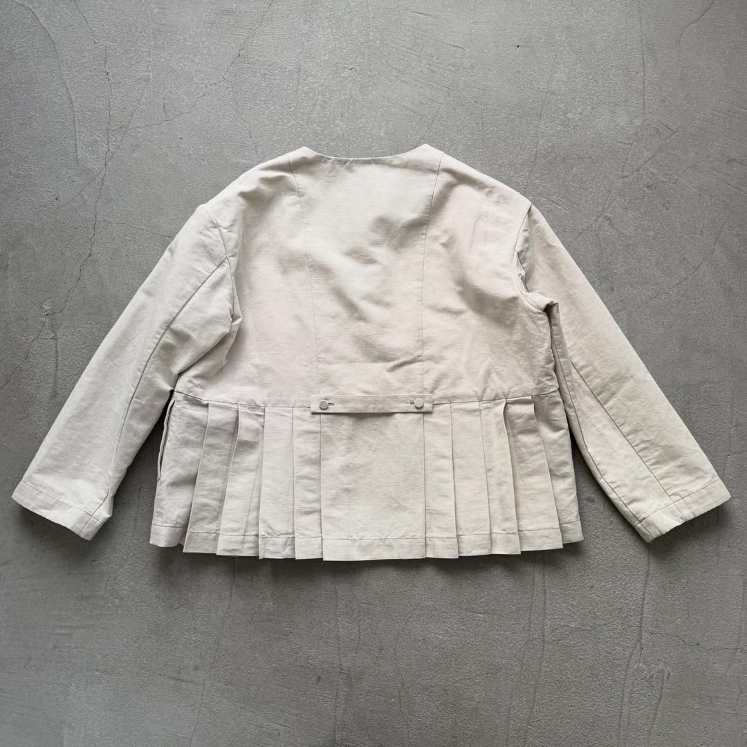 MAGALI ハイカウントコットンリネンダブルボタンジャケット　オートミール