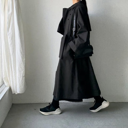 MAGALI コットンリネンアンティークキャンバストレンチコート　ブラック