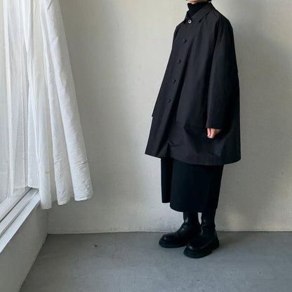 atelier naruse コットンナイロンタフタフーデットコート　ブラック