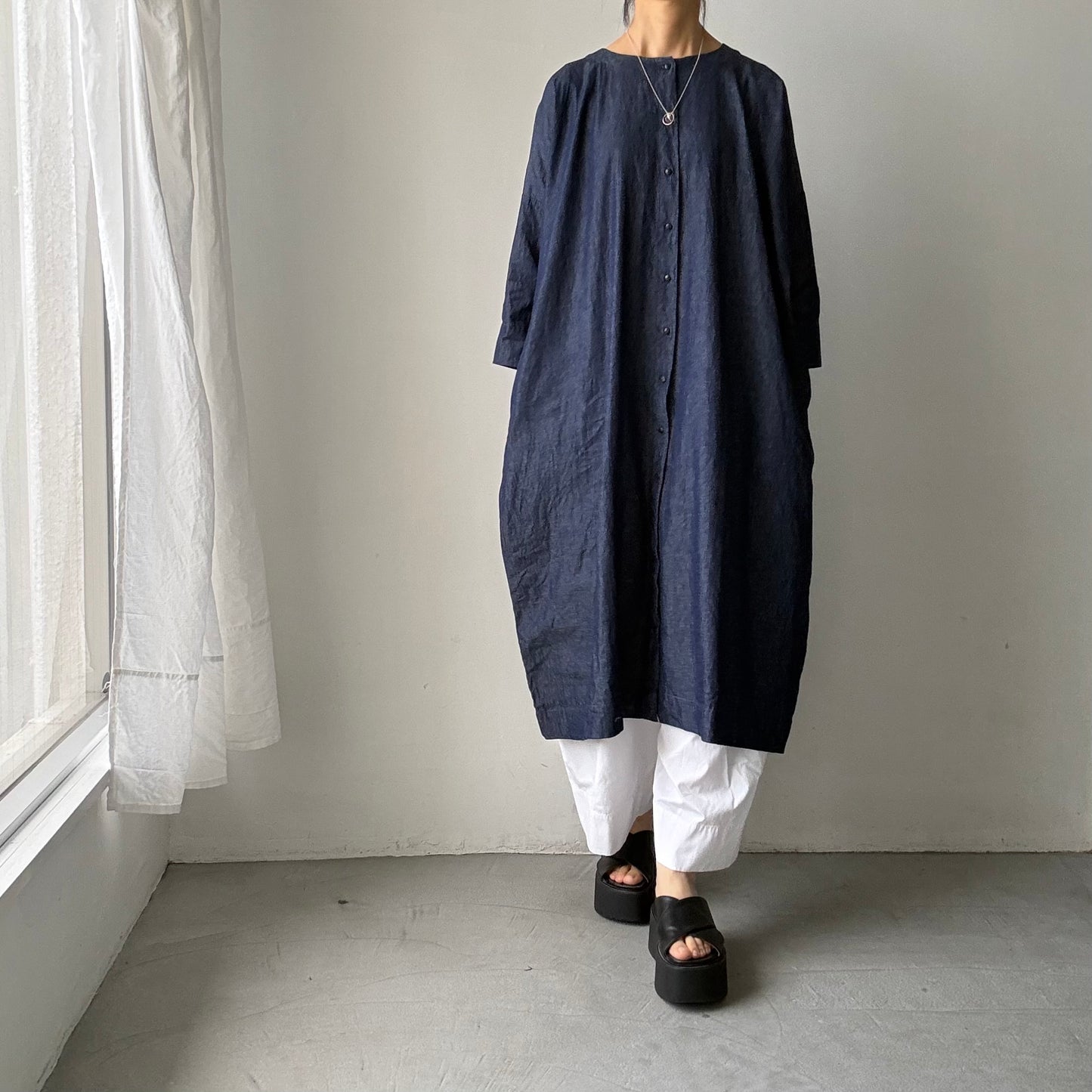 jujudhau  デニム台形ドレス