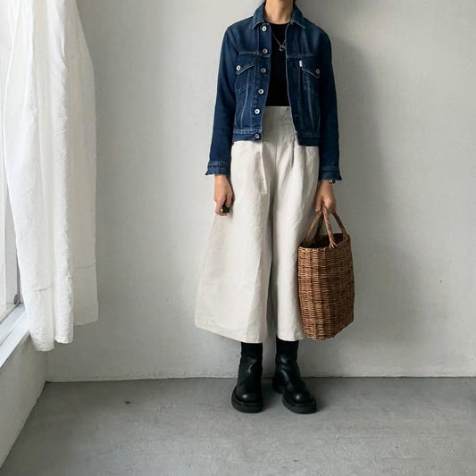 MAGALI ハイカウントコットンリネンコクーンパンツ　オートミール