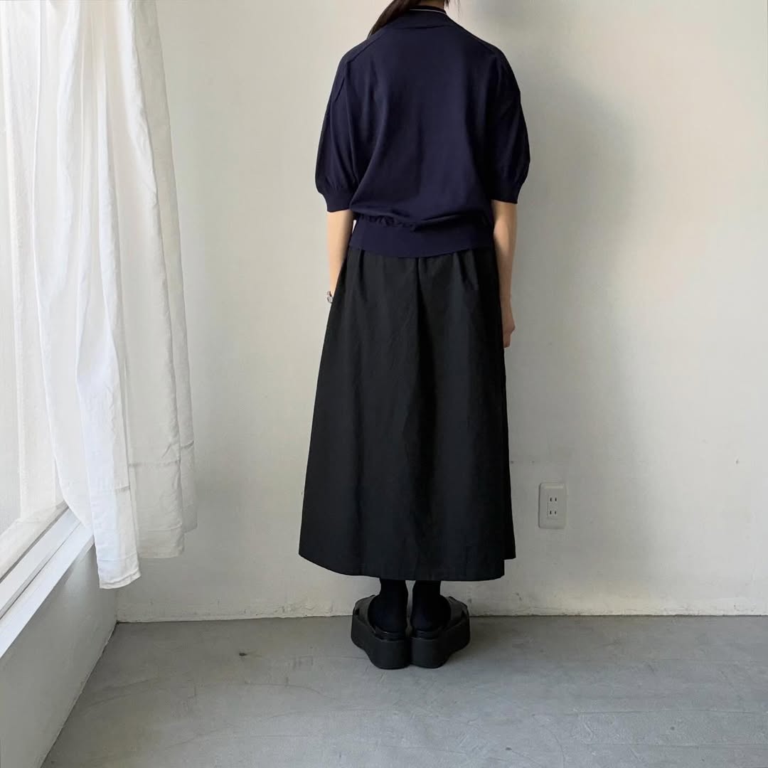 🟡木曜入荷分予約受付中🟡as it is   モックネックコットン5分袖ニット　ネイビー　