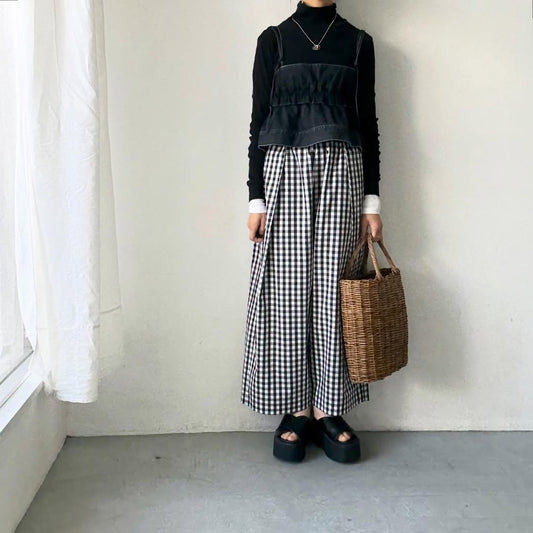 🟡週明け入荷分予約受付中🟡cion  コットンギンガムウルトラワイドパンツ