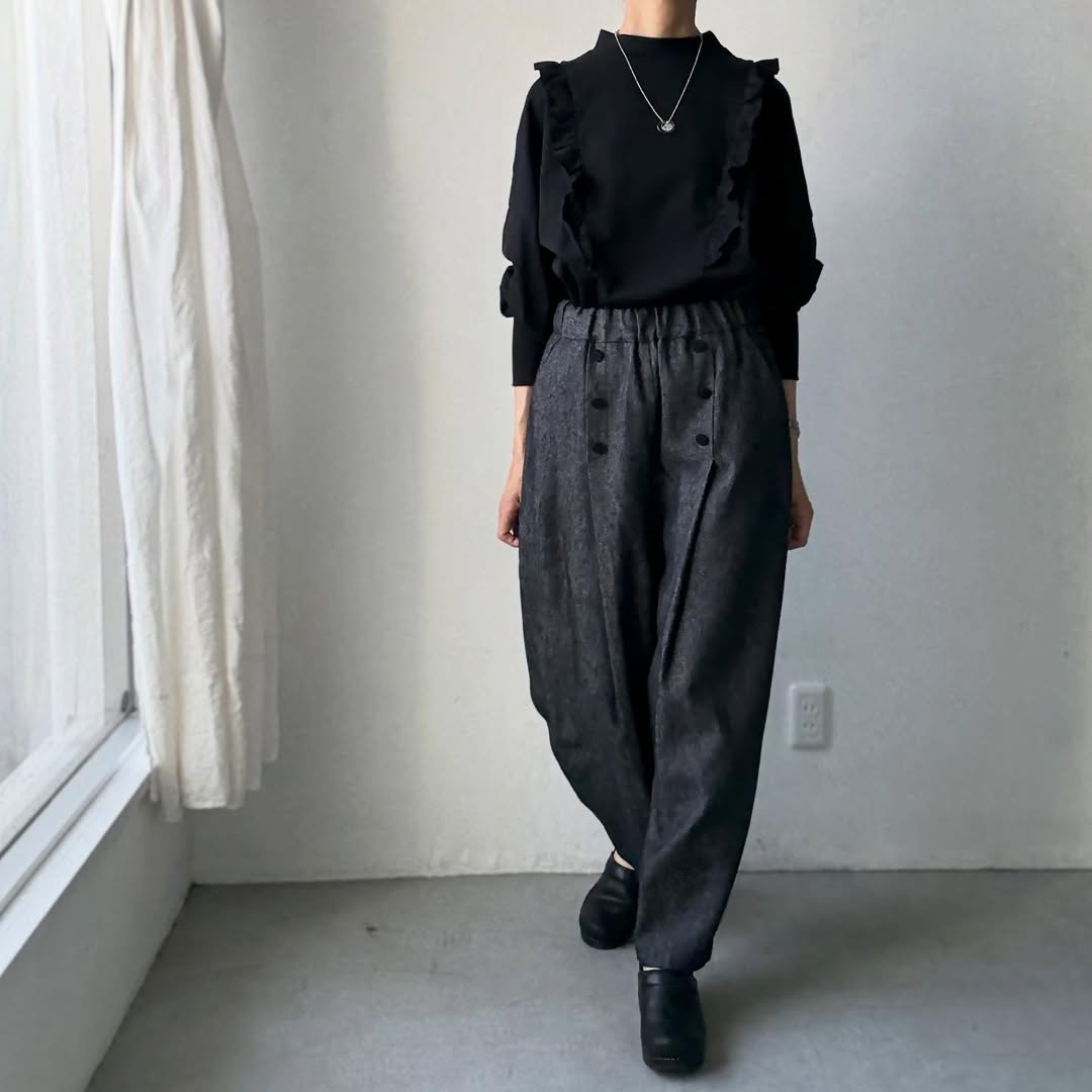 MAGALI コットンリネンデニムマリンパンツ