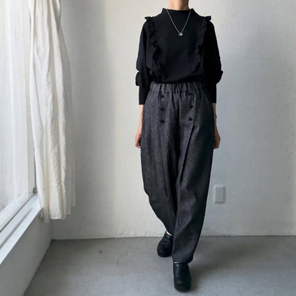 MAGALI コットンリネンデニムマリンパンツ