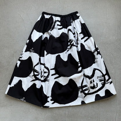 ayanoguchiaya　ネコ柄タックワイドスカート(blanc別注)