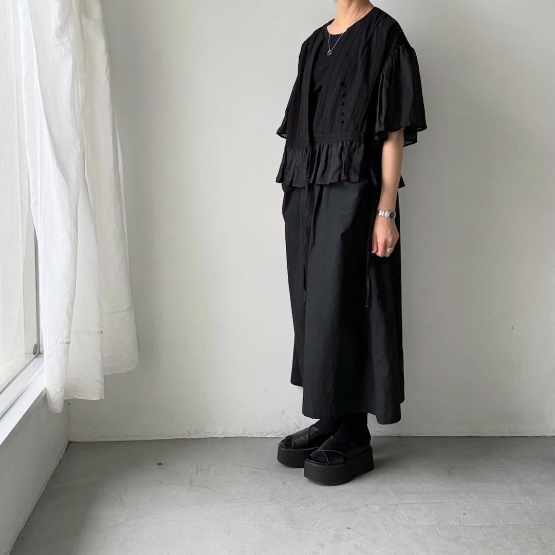 MAGALI コットンレースカシュクールブラウス　ブラック