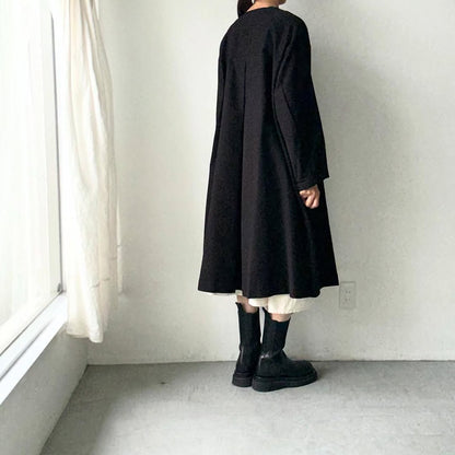 atelier d'antan Mauryノーカラーコットンコート