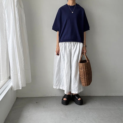 atelier d'antan  Bordet コットンジャージー５分袖プルオーバー　ダークブルー