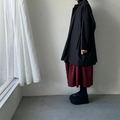 atelier naruse コットンナイロンタフタフーデットコート　ブラック